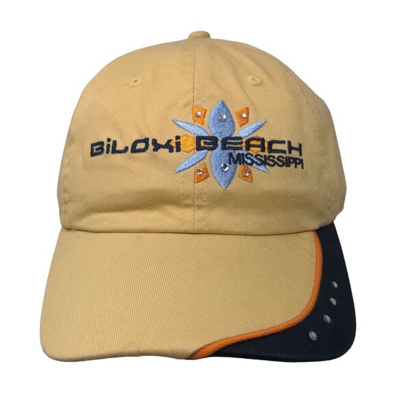 Biloxi Beach Mississippi Strapback Hat Tan OSFA Bio-Domes Headgear Embroidered - Picture 1 of 8